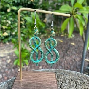 Halloween Green/Gold Snake Earrings
